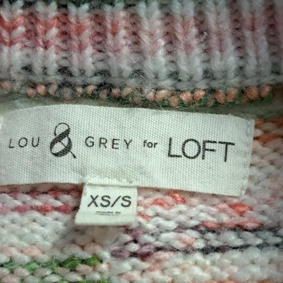 Lou & Grey for Loft Pink Space Dye Rainbow Pullover Sweater with Slits XS/S - Picture 5 of 5